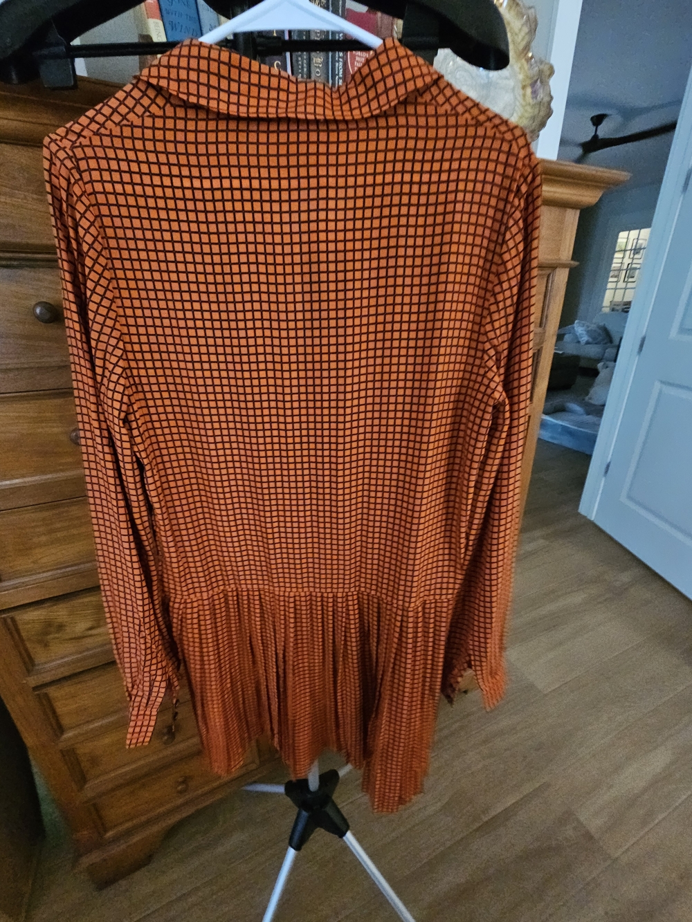 kate spade Orange and Black Checked Long-Sleeve Shirt Dress $110 obo - Picture 14 of 16